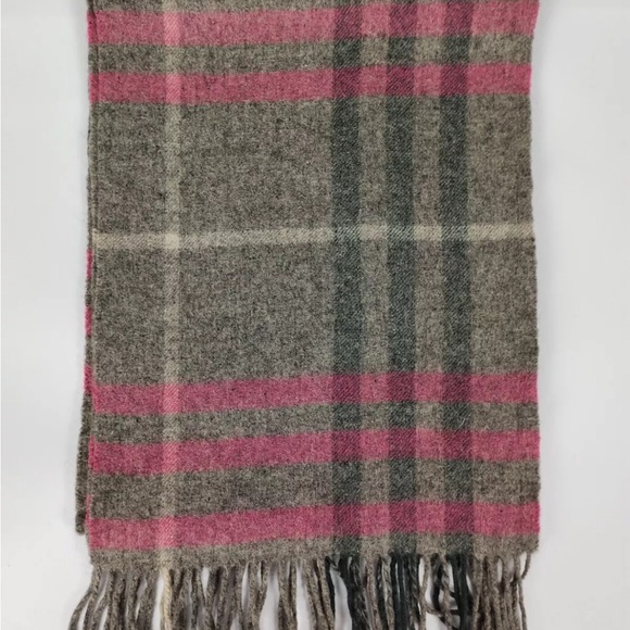 Burberry Pink and Gray Plaid Scarf - Picture 1 of 3